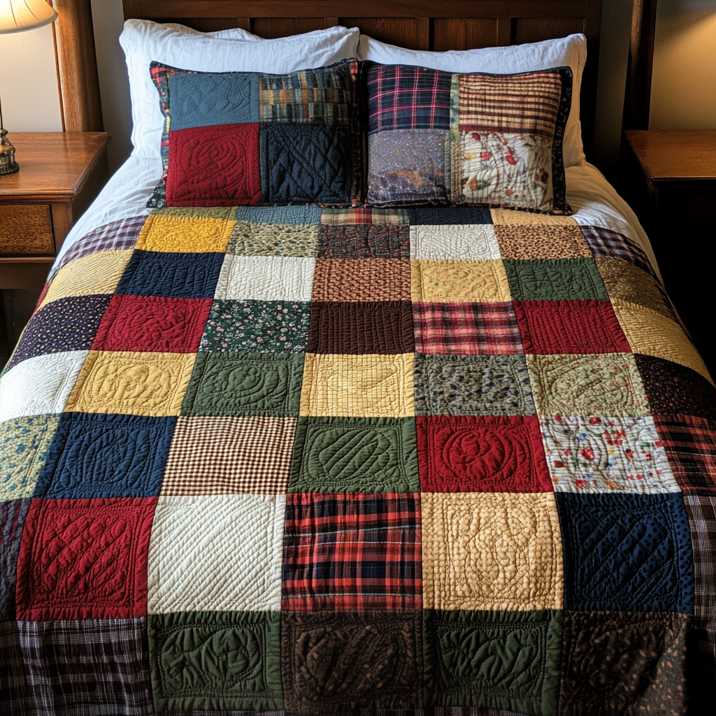 Plaid Haven 3-Piece Quilted Bedding Set NCU0VH2245