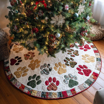 Plaid Paws Christmas Quilted Tree Skirt NCU0NT9964