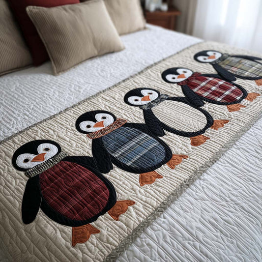 Plaid Penguins Quilted Bed Runner NCU0NT10039