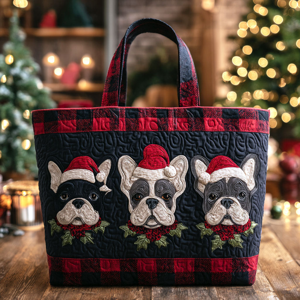 Plaid Puppy Joy Quilted Tote Bag NCU0TV1313