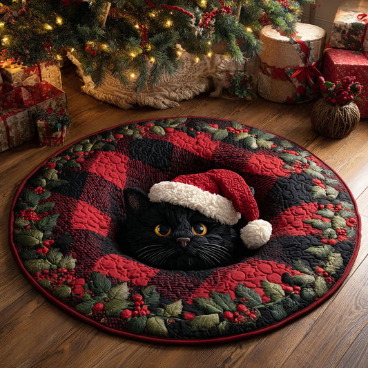 Plaid Santa Quilted Round Mat NCU0TV1107