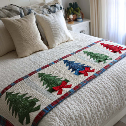 Plaid Trees Quilted Bed Runner NCU0NT9896