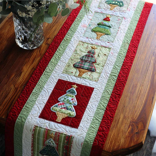 Plaid Trees Quilted Table Runner NCU0NT9990