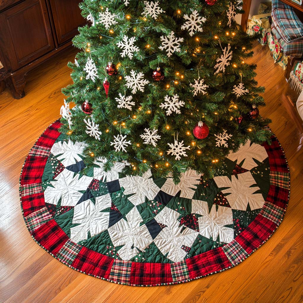 Plaid Wonderland Christmas Quilted Tree Skirt NCU0NT2226