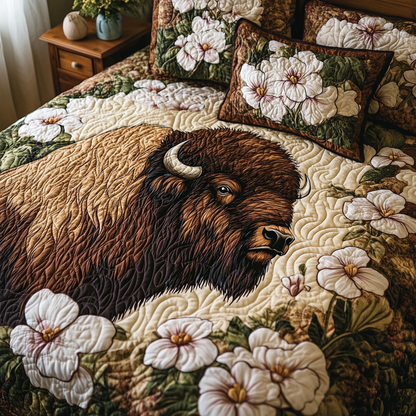 Plains Bison 3-Piece Quilted Bedding Set NCU0DK6931