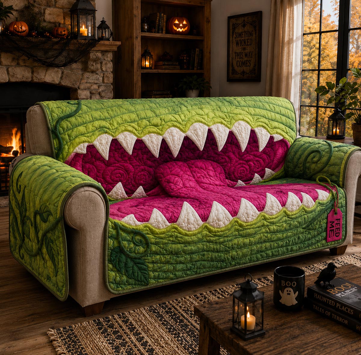 Plant Chomper Quilted Sofa Cover NCU0DV9828
