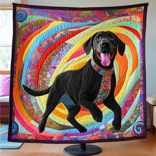 Playful Black Lab Quilted Blanket NCU0PT1991