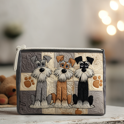 Playful Schnauzer Trio Quilted Zipper Pouch NCU0NT9771