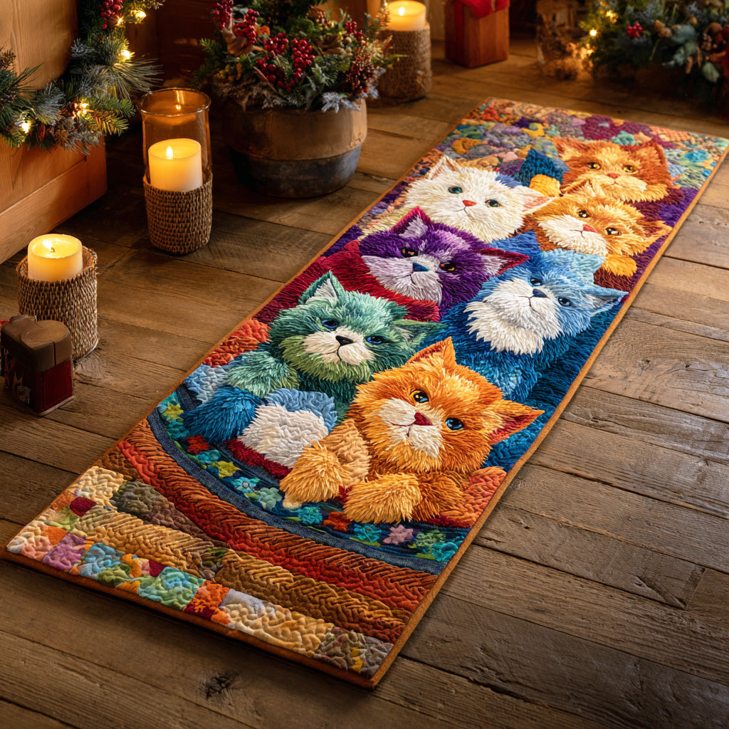 Playful Brushstroke Cat Runner Carpet NCU0TD1336 – Vantique