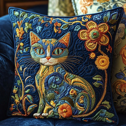 Playful Cat Blossom Quilted Pillow Case NCU0NT6281