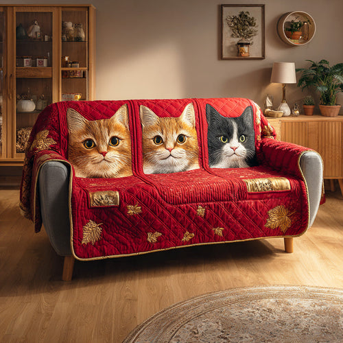 Playful Cat Symphony Quilted Sofa Cover NCU0TD1220