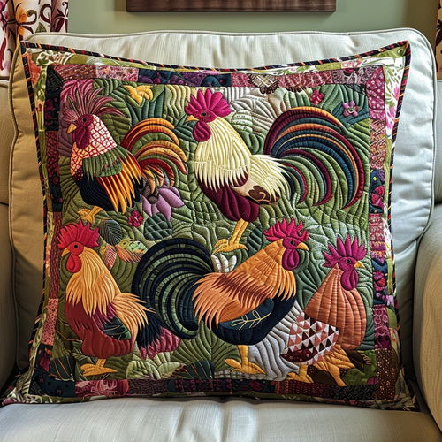 Playful Chickens Quilted Pillow Case NCU0TL522