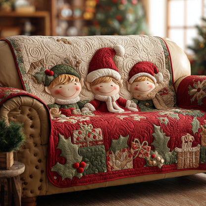 Playful Christmas Elf Quilted Sofa Cover NCU0HH1125