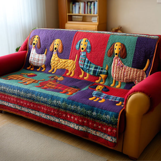 Playful Dachshund Quilted Sofa Cover NCU0TD2131