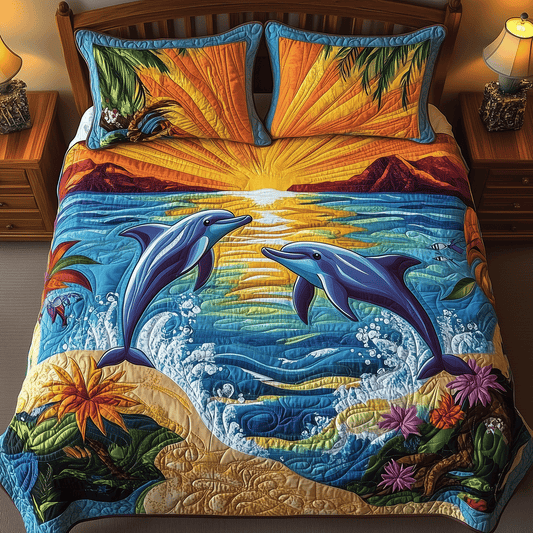 Playful Dolphin Quilted Bedding Set NCU0TH2718