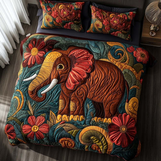 Playful Elephant Hugs 3-Piece Quilted Bedding Set NCU0NT8314