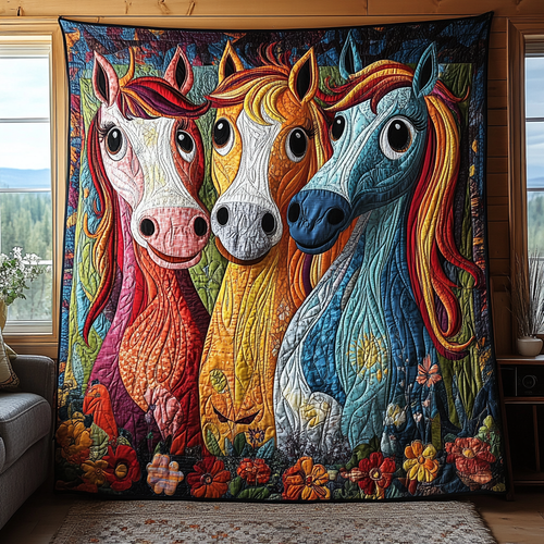 Playful Horse Quilted Blanket NCU0DV5475