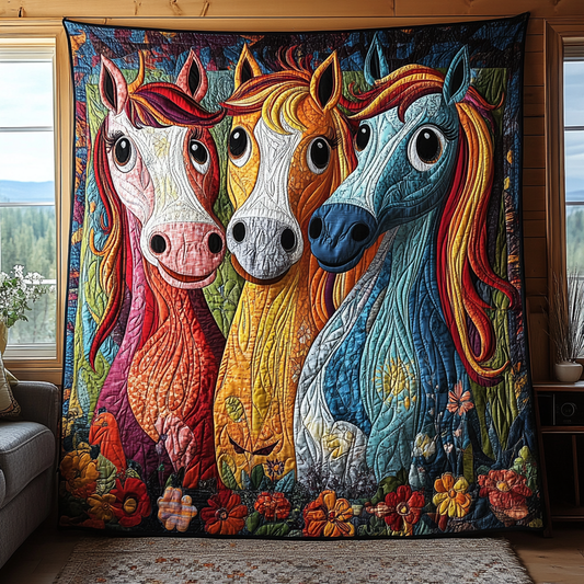 Playful Horse Quilted Blanket NCU0DV5475