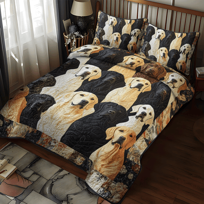 Playful Labrador 3-Piece Quilted Bedding Set NCU0PD544