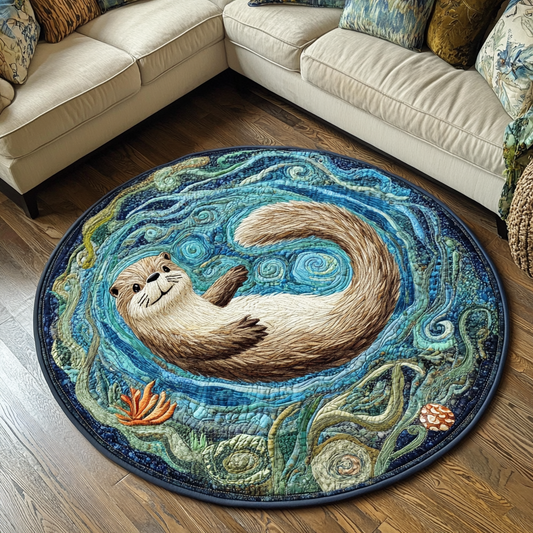 Playful Otter Quilted Round Mat NCU0DK5901