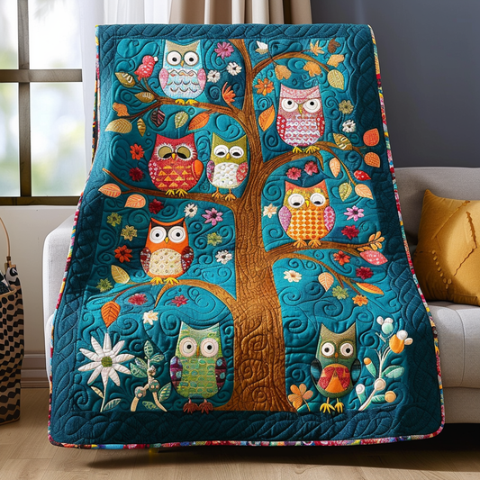 Playful Owls Quilted Blanket NCU0VL147