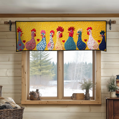 Playful Patchwork Chickens Quilted Valance NCU0NT5175
