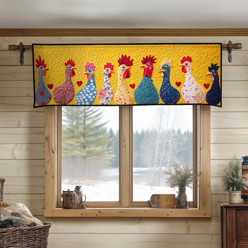 Playful Patchwork Chickens Quilted Valance NCU0NT5175