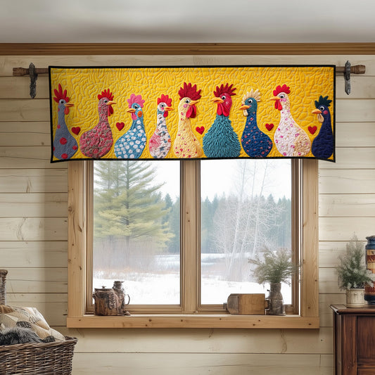 Playful Patchwork Chickens Quilted Valance NCU0NT5175