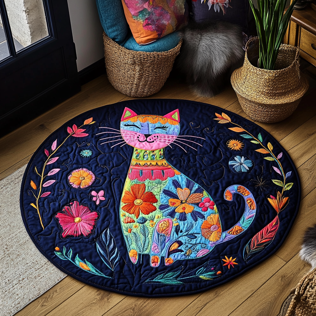 Playful Paws Paradise Quilted Round Mat NCU0PD910