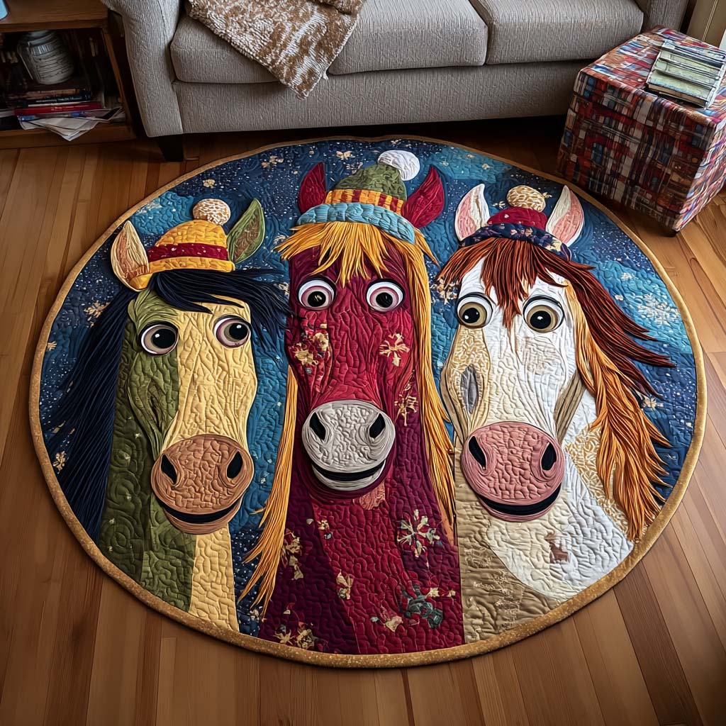 Playful Ponies Quilted Round Mat NCU0NT11573