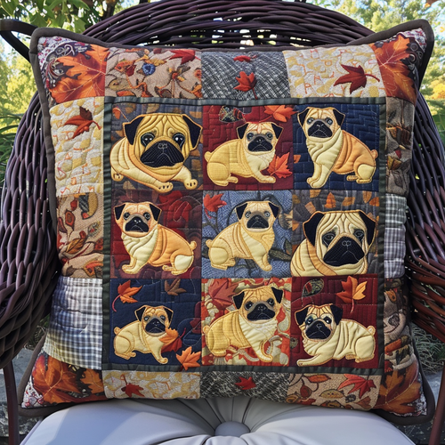 Playful Pugs Quilted Pillow Case NCU0VL278