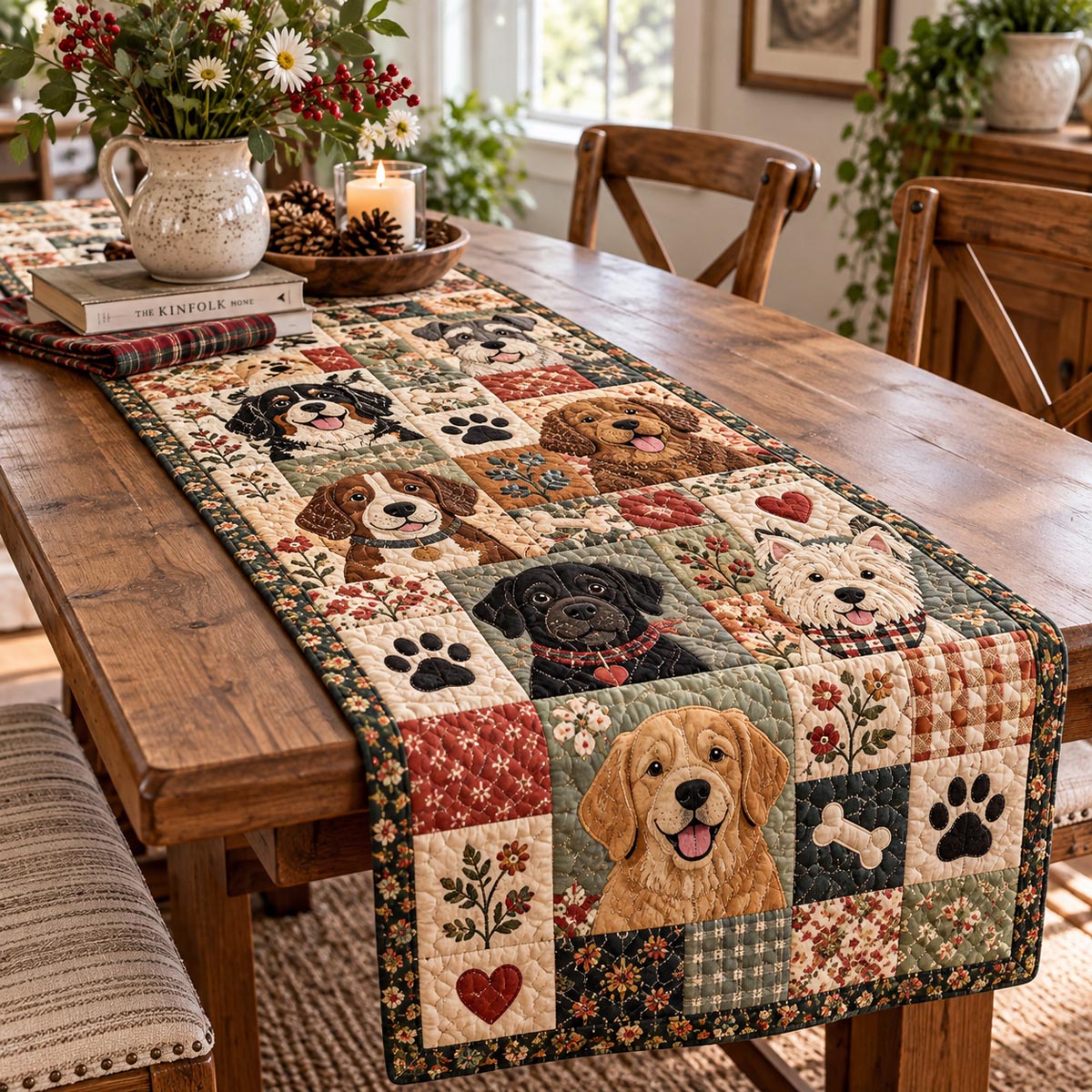 Playful Pup Crew Quilted Table Runner NCU0DV10461