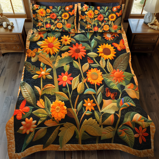 Playful Sunflowers 3-Piece Quilted Bedding Set NCU0VL337