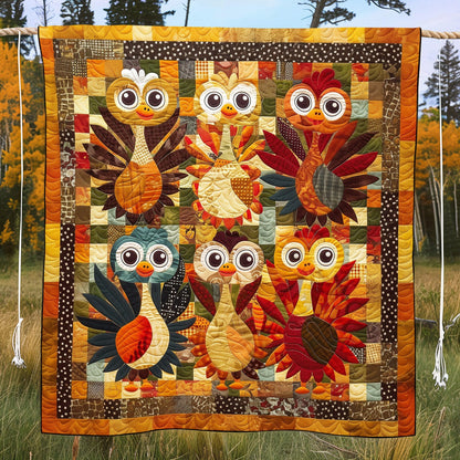 Playful Turkeys Quilted Blanket NCU0TH1088