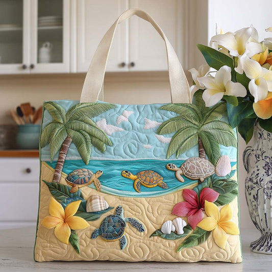 Playful Turtle Spot Quilted Tote Bag NCU0NT8680