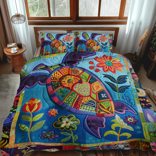 Playful Turtles 3-Piece Quilted Bedding Set NCU0VL261