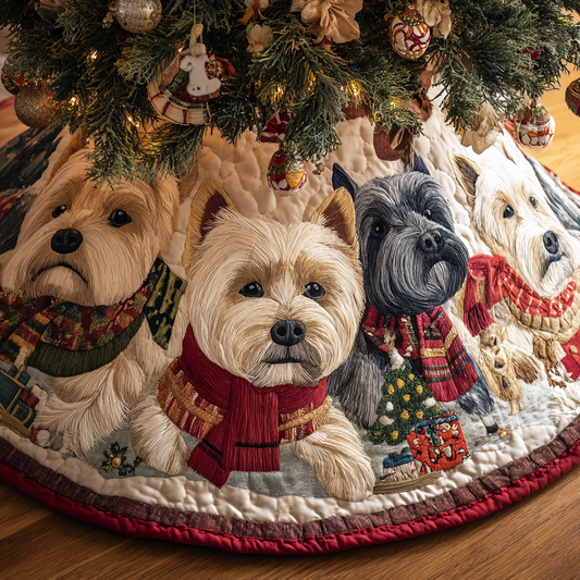 Playful West Highland Terrier Christmas Quilted Tree Skirt NCU0DK10824