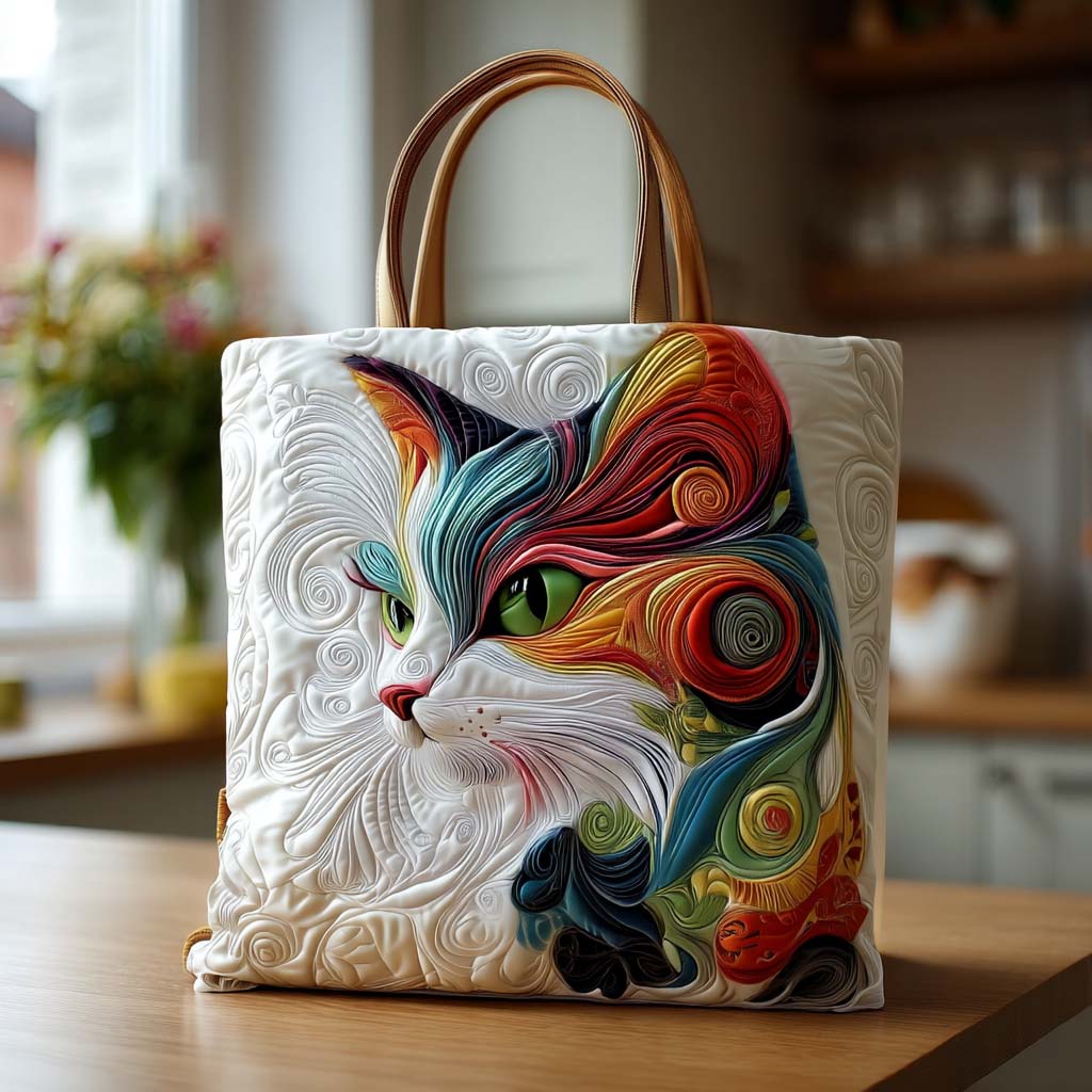 Cat Quilted Tote Bag NCU0VT206