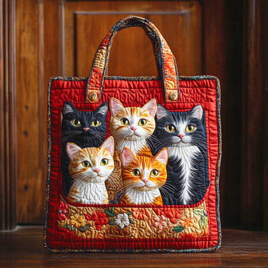 Playful Whiskers Quilted Tote Bag NCU0TD1168