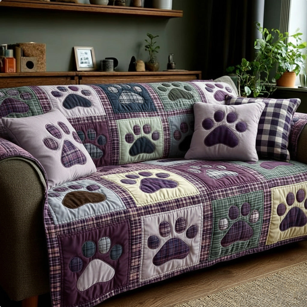 Plum Patch Love Paw Quilted Sofa Cover NCU0NT11541