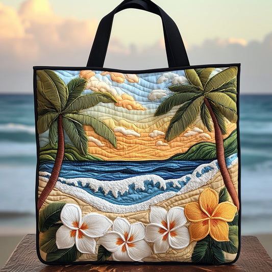 Plumeria Bliss Quilted Tote Bag NCU0DV6912