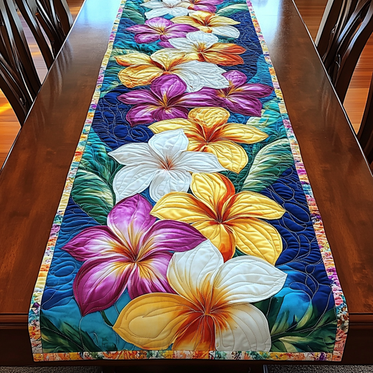 Plumeria Breeze Quilted Table Runner NCU0DK5984