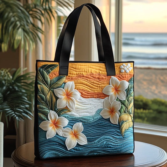 Plumeria Breeze Quilted Tote Bag NCU0DV6914