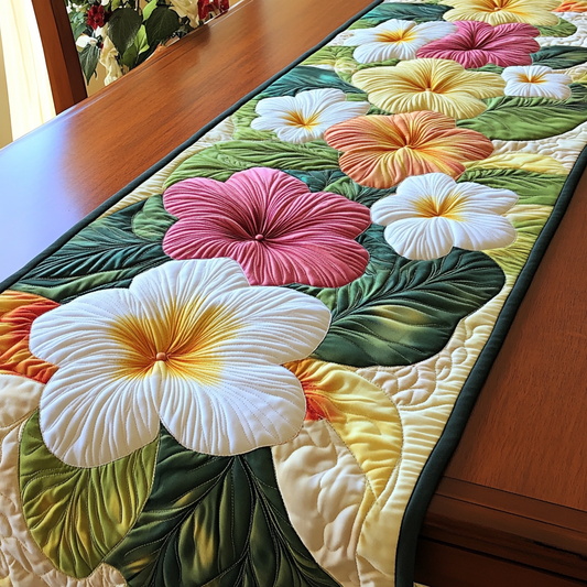 Plumeria Delight Quilted Table Runner NCU0VL1998
