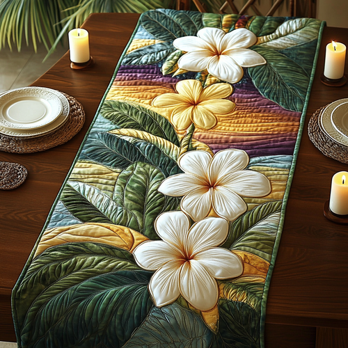 Plumeria Dreams Quilted Table Runner NCU0DV4825