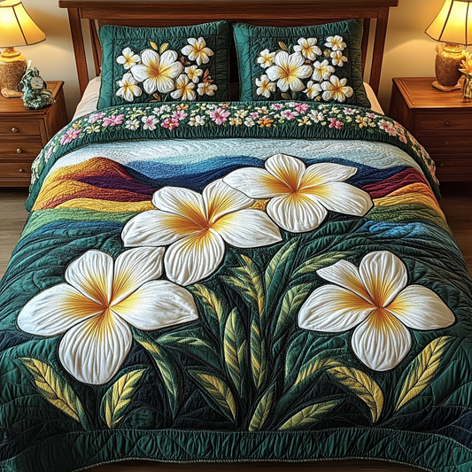 Plumeria Glow 3-Piece Quilted Bedding Set NCU0VL1989