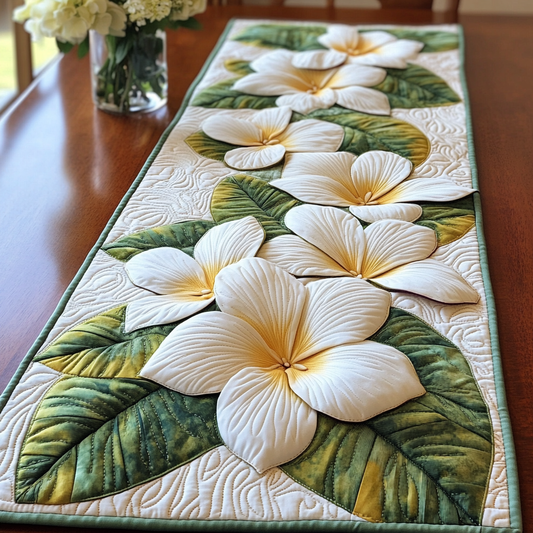 Plumeria Joy Quilted Table Runner NCU0VL1906