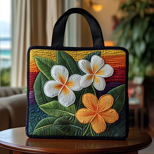 Plumeria Kiss Quilted Tote Bag NCU0DV6917