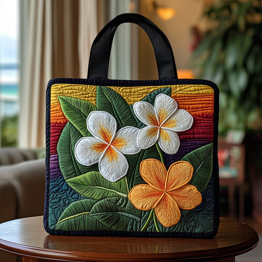 Plumeria Kiss Quilted Tote Bag NCU0DV6917