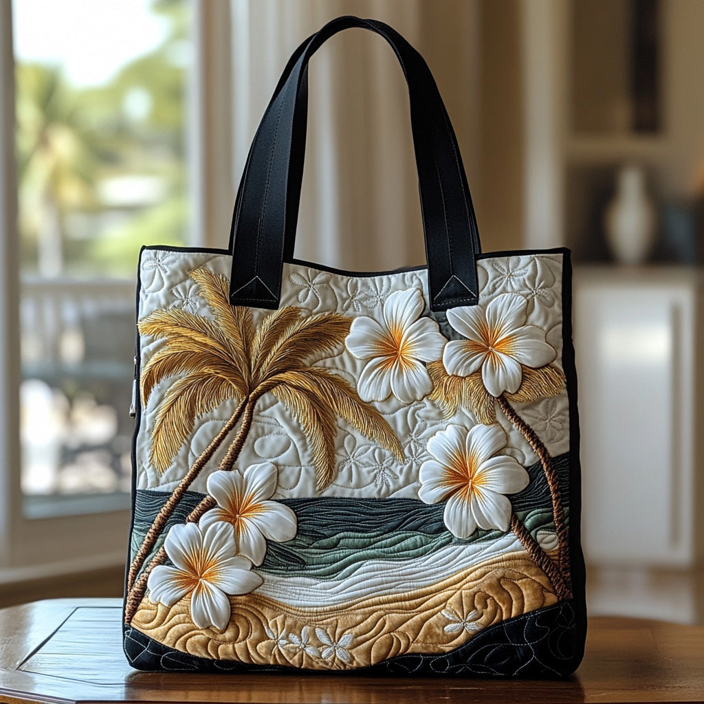 Plumeria Whisper Quilted Tote Bag NCU0DV6921